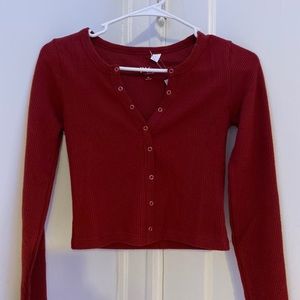 Maroon button up sweater